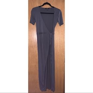 Wrap tie waist slit skirt midi/maxi dress.